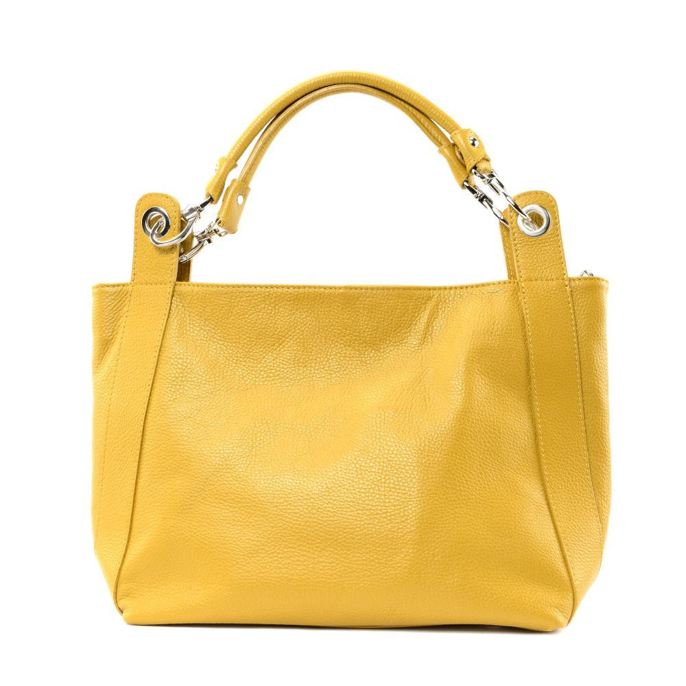 Sac cabas en cuir grainé PARIS Jaune tournesol