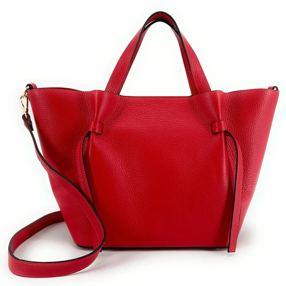 Sac cabas en cuir grainé RUBY Rouge garance