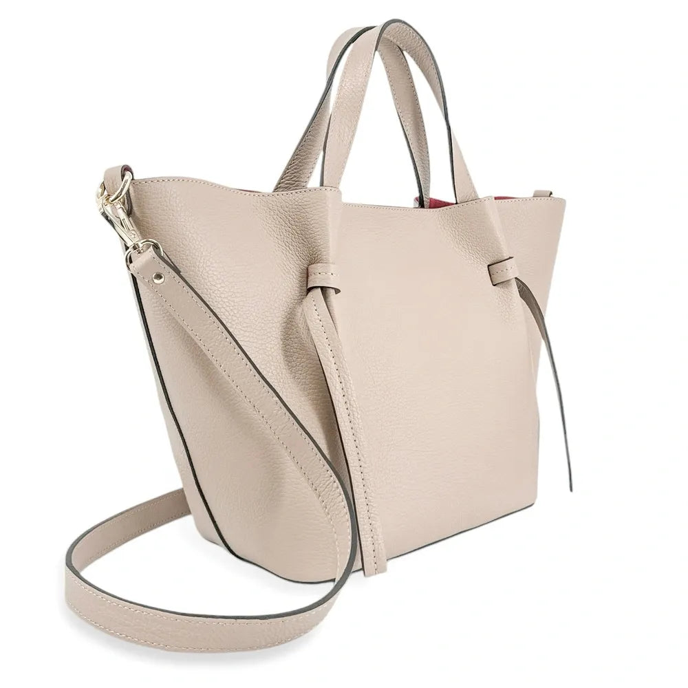 Sac cabas en cuir grainé RUBY Beige crème