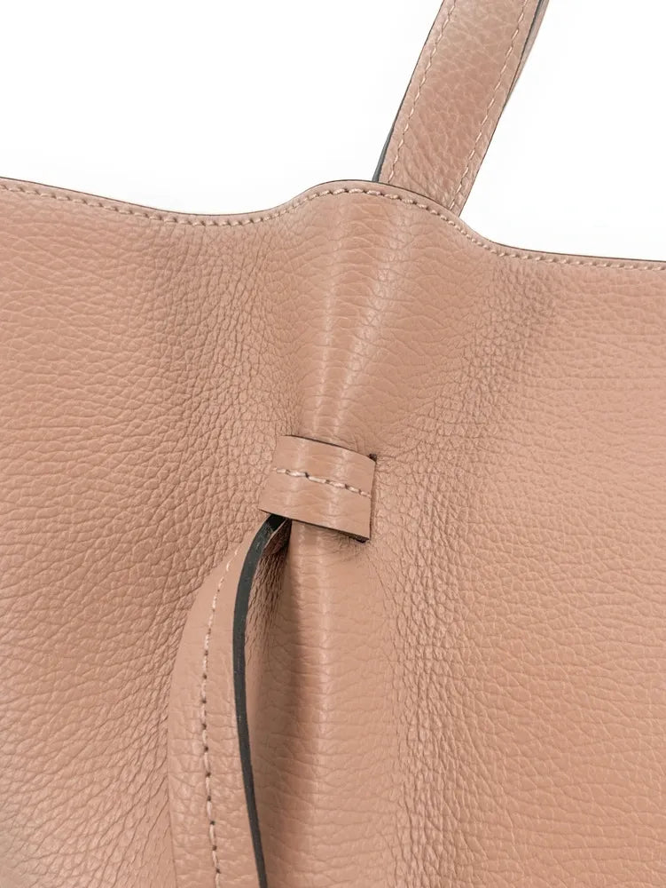 Sac cabas en cuir grainé RUBY Rose nude