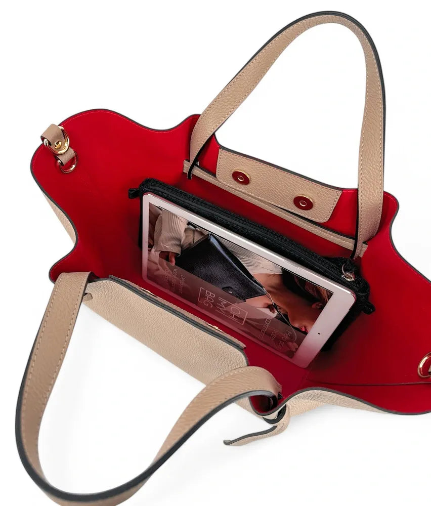 Sac cabas en cuir grainé RUBY Taupe