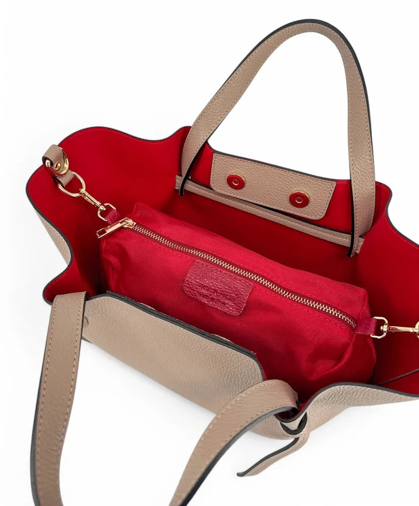 Sac cabas en cuir grainé RUBY Taupe