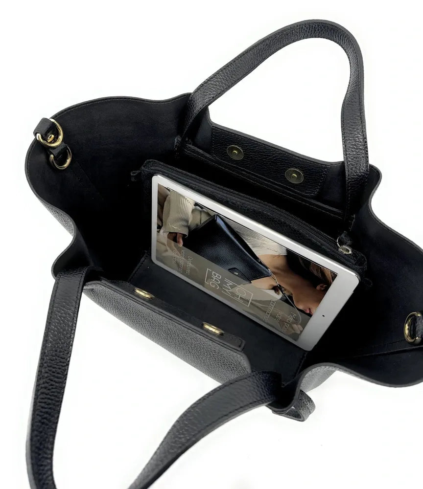 Sac cabas en cuir grainé RUBY Noir