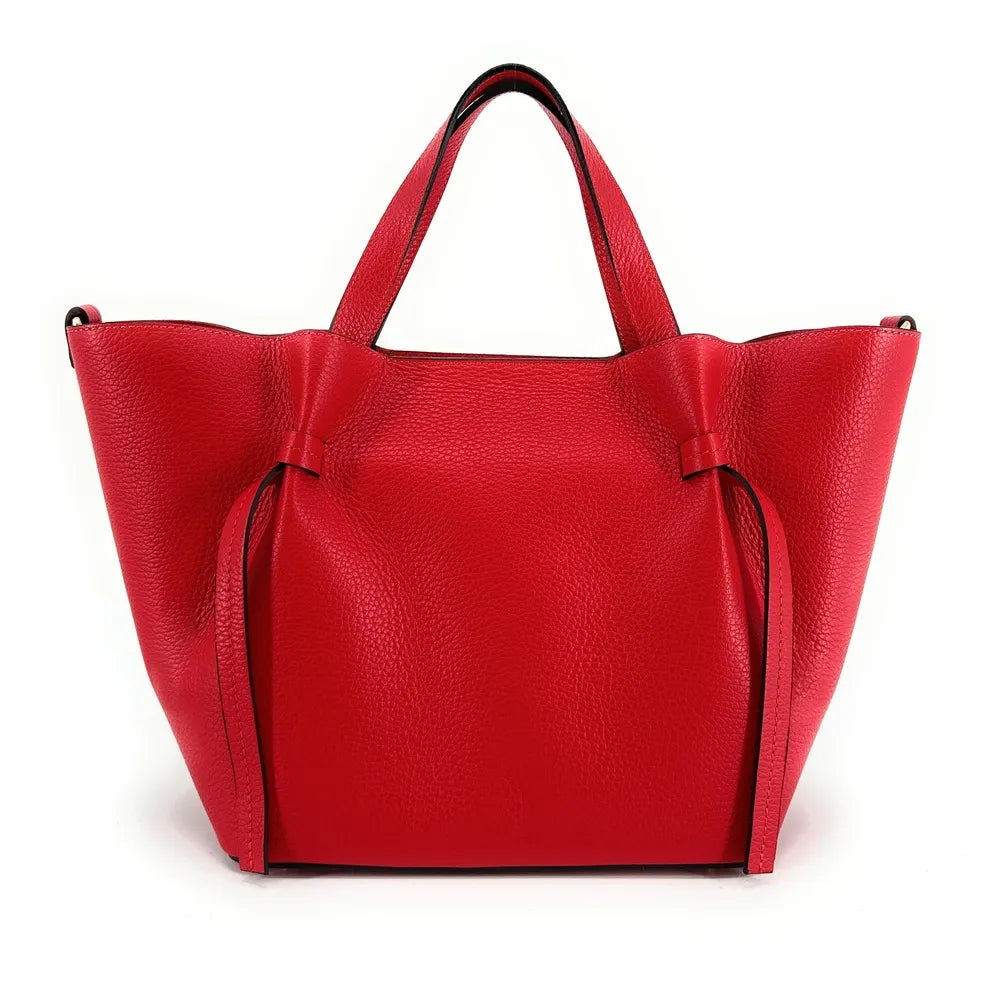 Sac cabas en cuir grainé RUBY Rouge garance