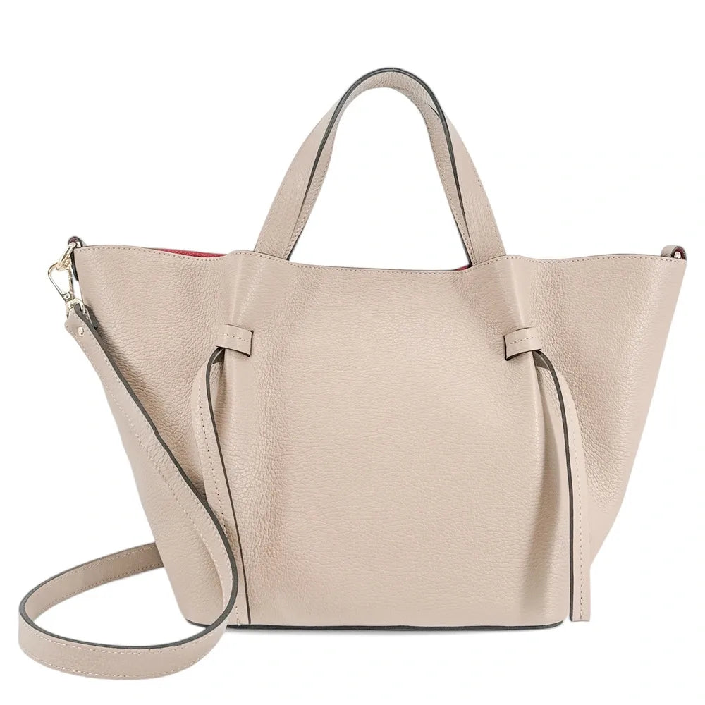 Sac cabas en cuir grainé RUBY Beige crème