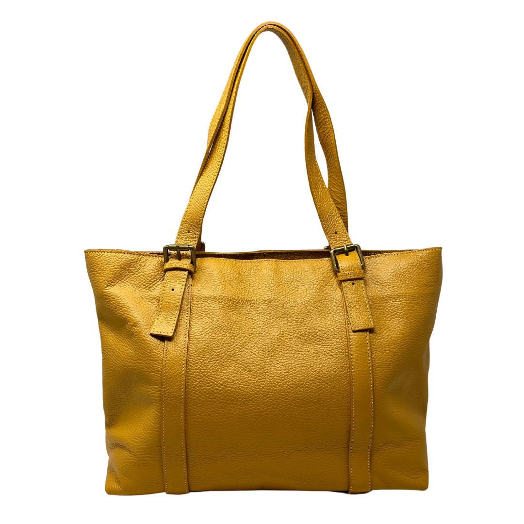 Sac cabas en cuir grainé TOKYO Jaune Moutarde