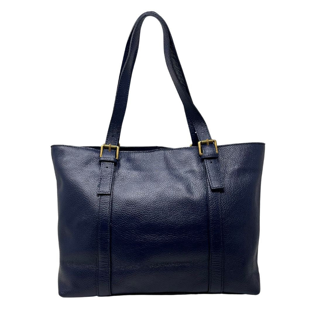 Sac cabas en cuir grainé TOKYO Bleu marine