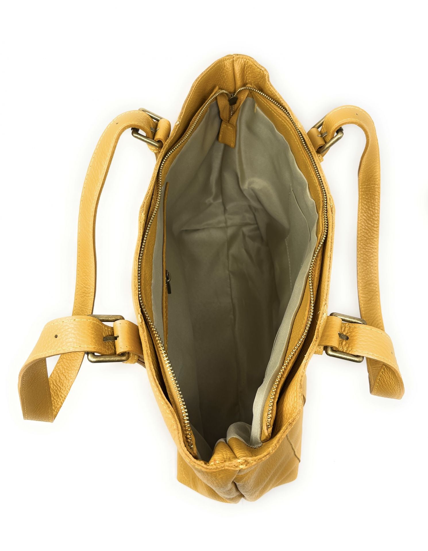 Sac cabas en cuir grainé TOKYO Jaune Moutarde