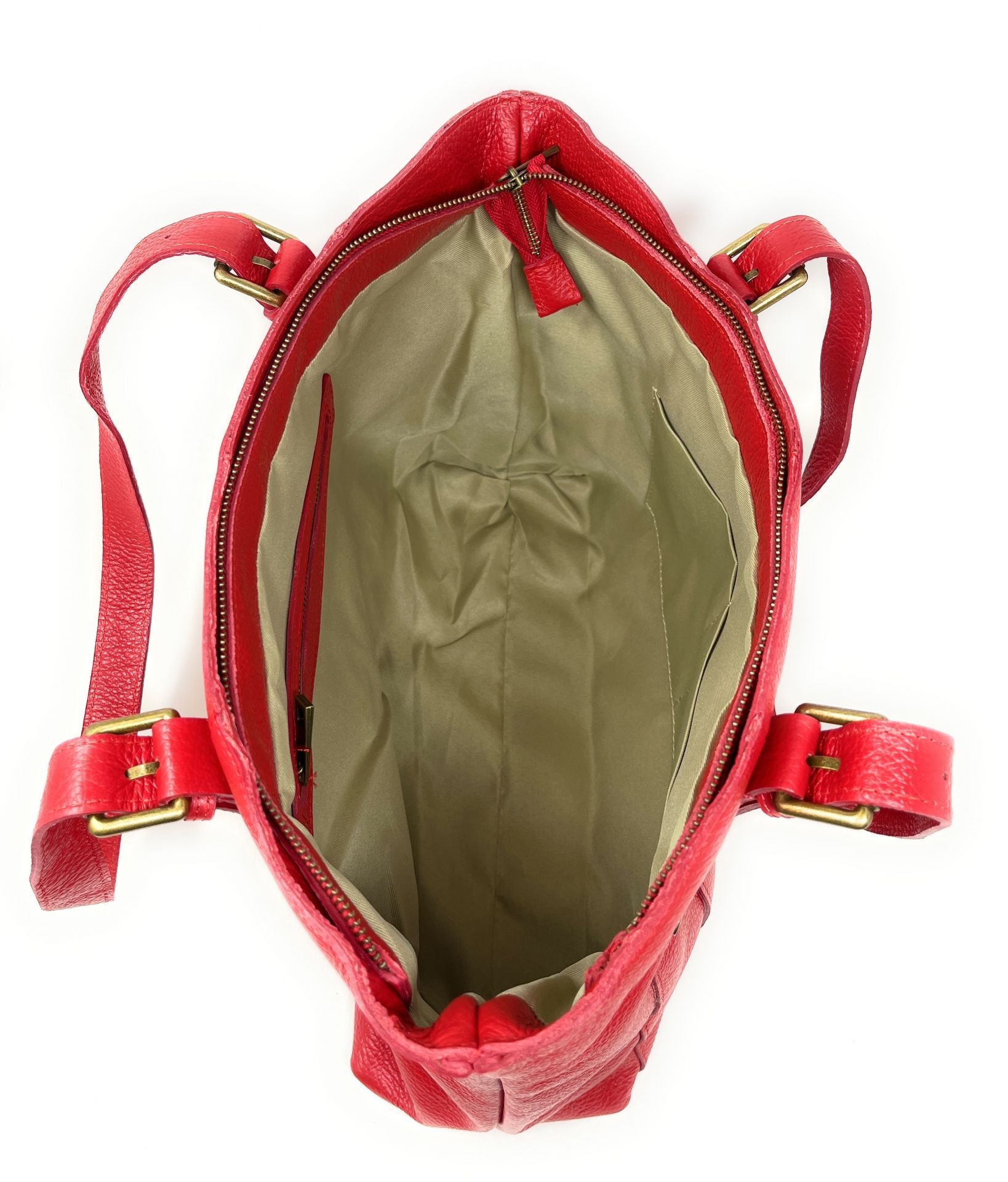 Sac cabas en cuir grainé TOKYO Rouge garance