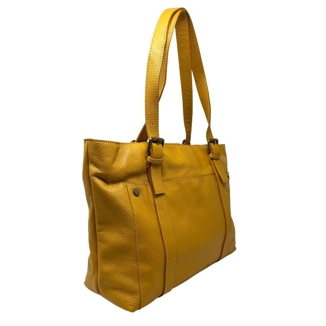 Sac cabas en cuir grainé TOKYO Jaune Moutarde