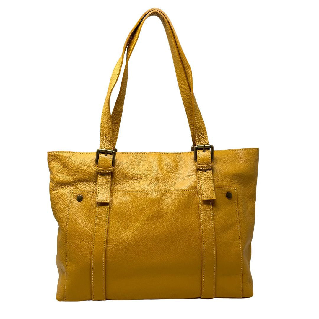 Sac cabas en cuir grainé TOKYO Jaune Moutarde