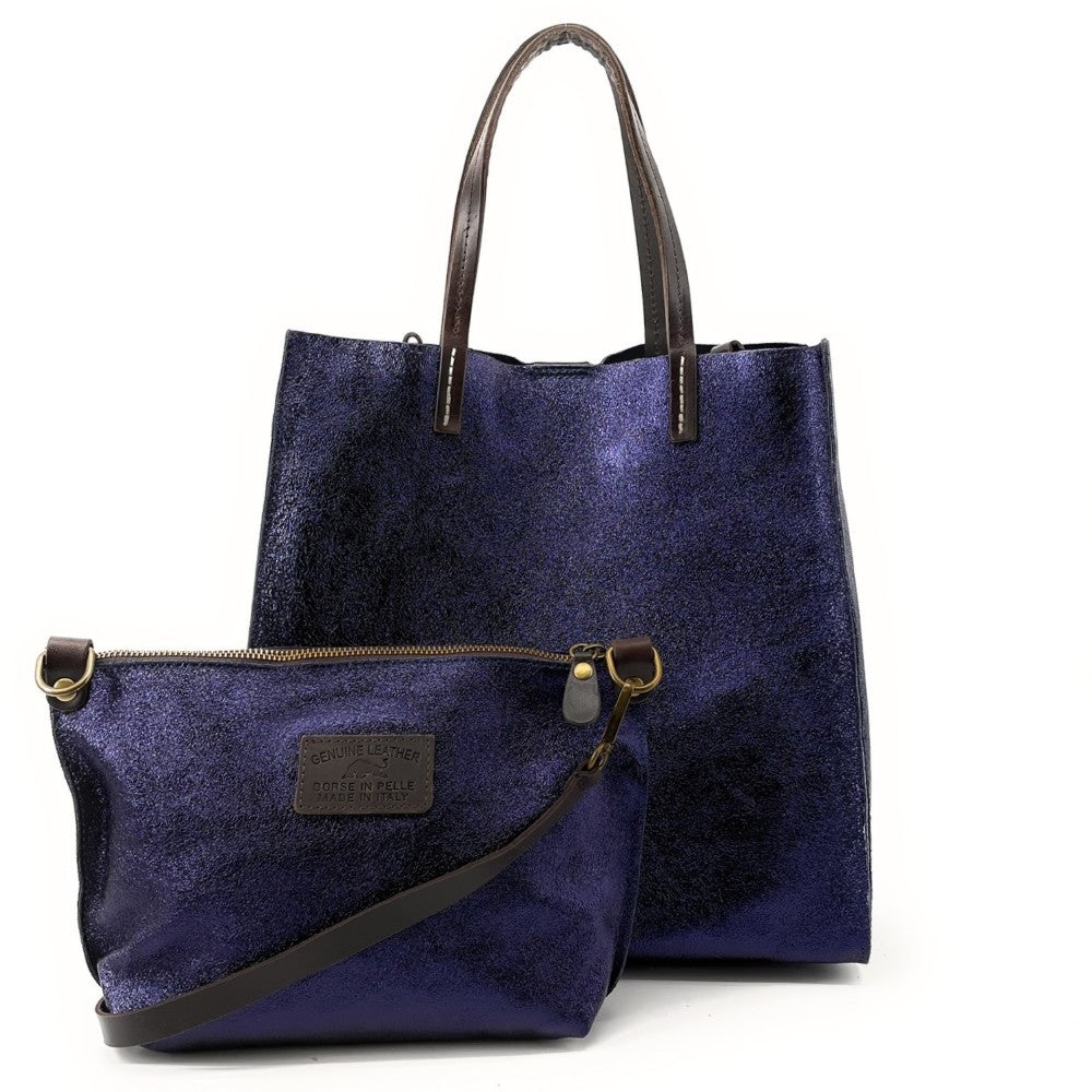 Sac cabas en cuir irisé SILVER Nuit étoilée