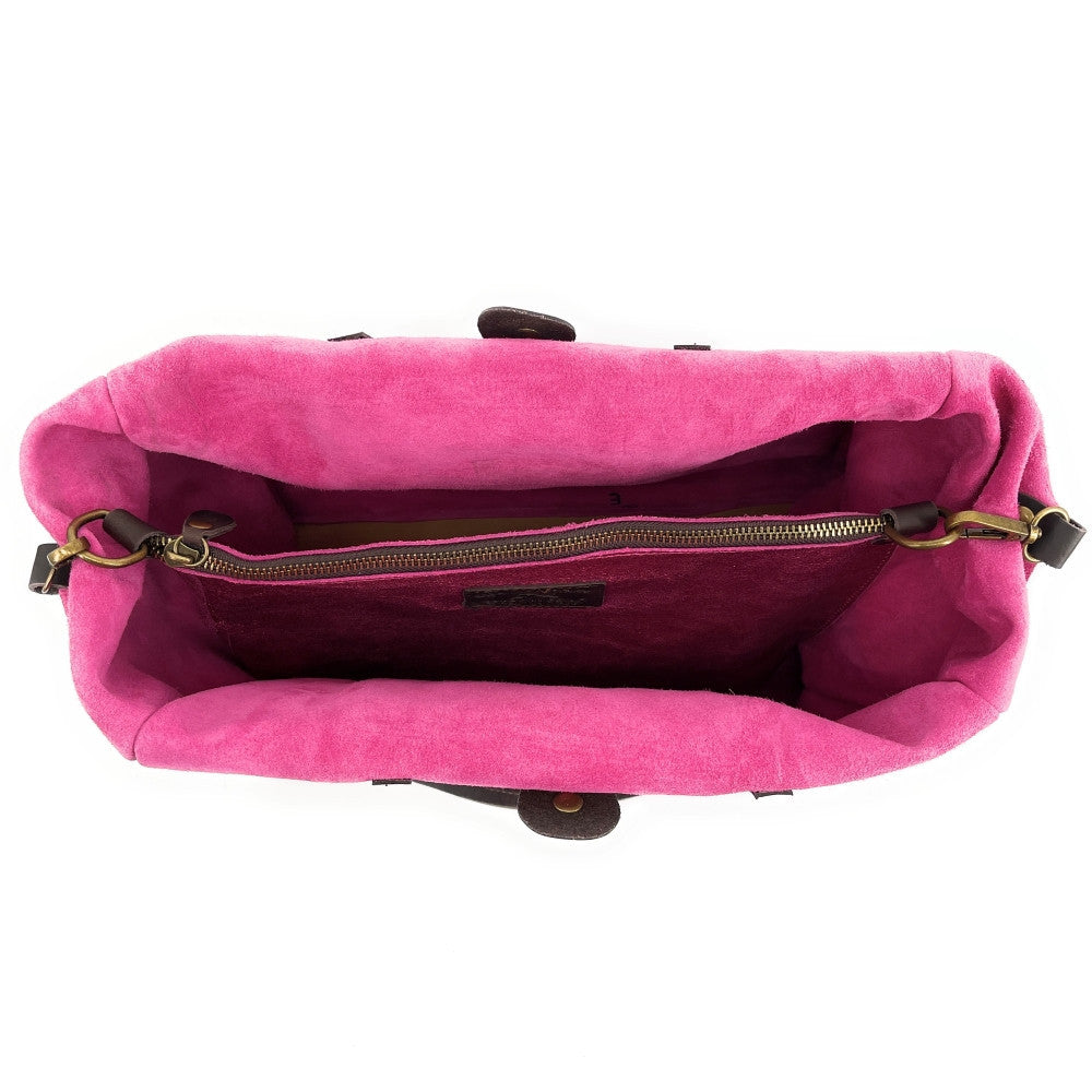 Sac cabas en cuir irisé SILVER Fuchsia irisé