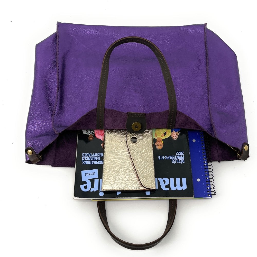Sac cabas en cuir irisé SILVER Améthyste