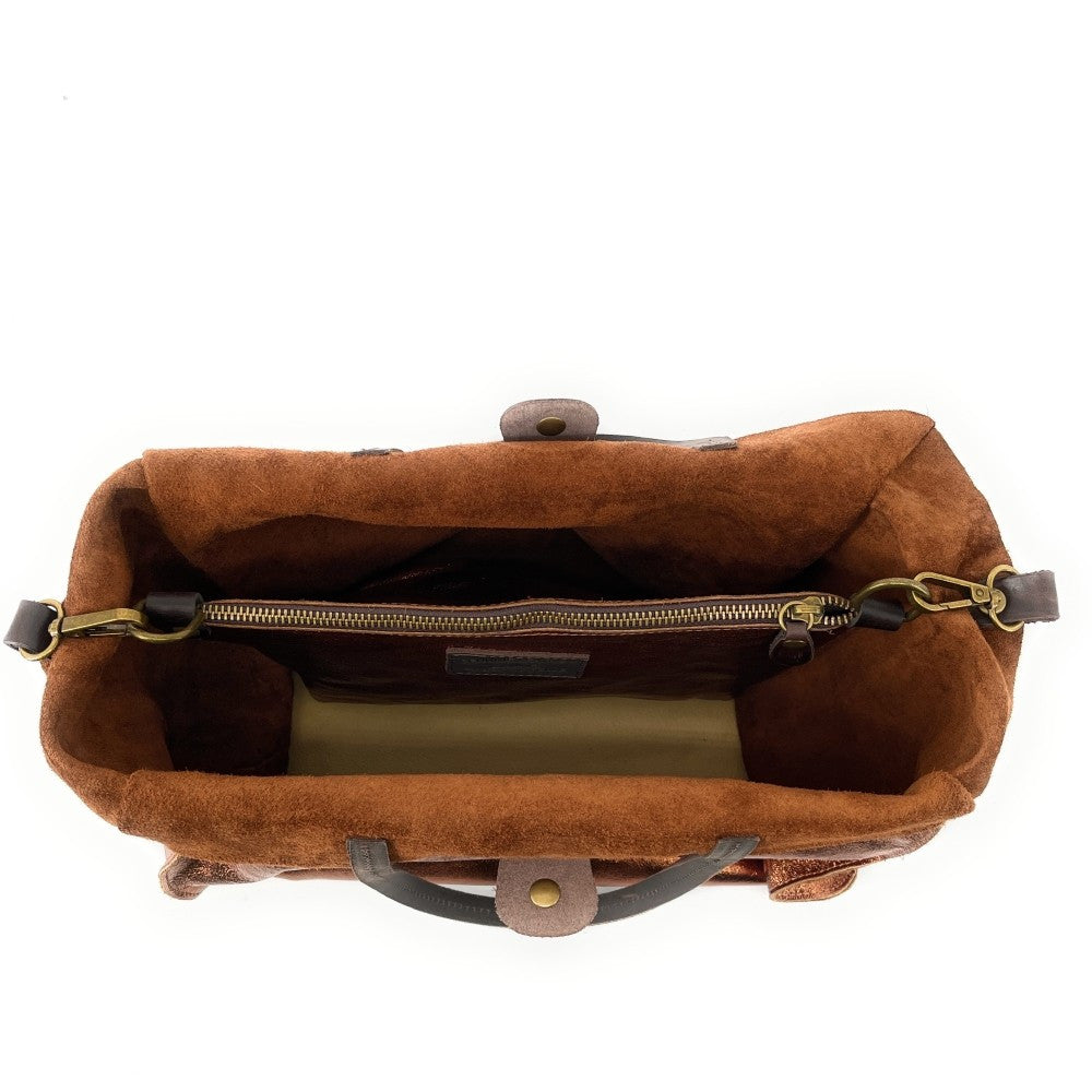 Sac cabas en cuir irisé SILVER Bronze