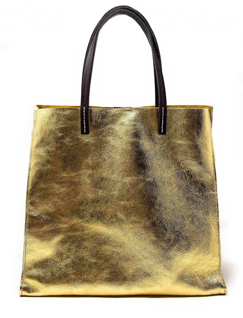 Sac cabas en cuir irisé SILVER Or pâle