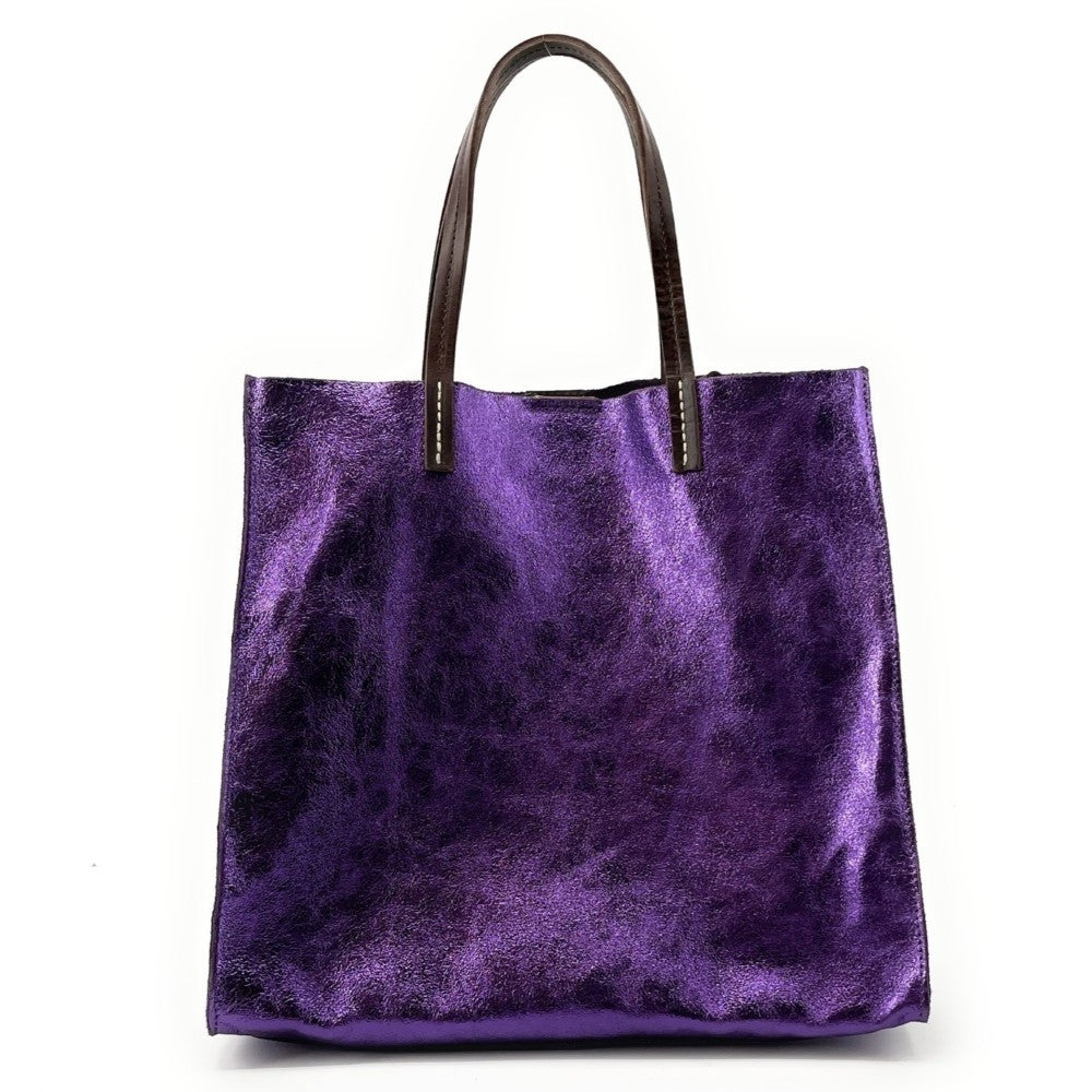 Sac cabas en cuir irisé SILVER Améthyste