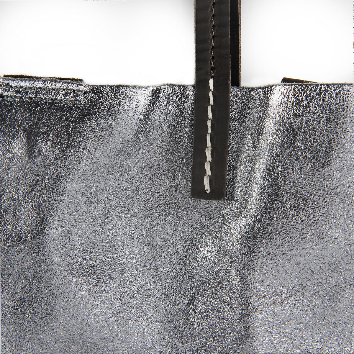 Sac cabas en cuir irisé SILVER Argent foncé
