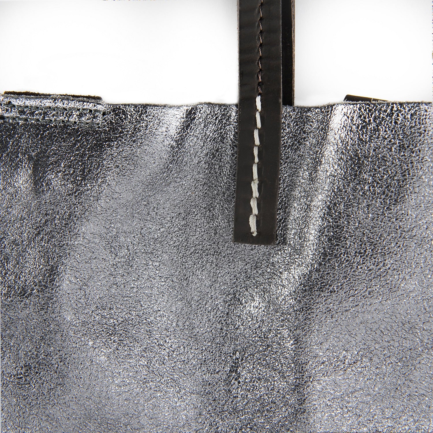 Sac cabas en cuir irisé SILVER Argent foncé