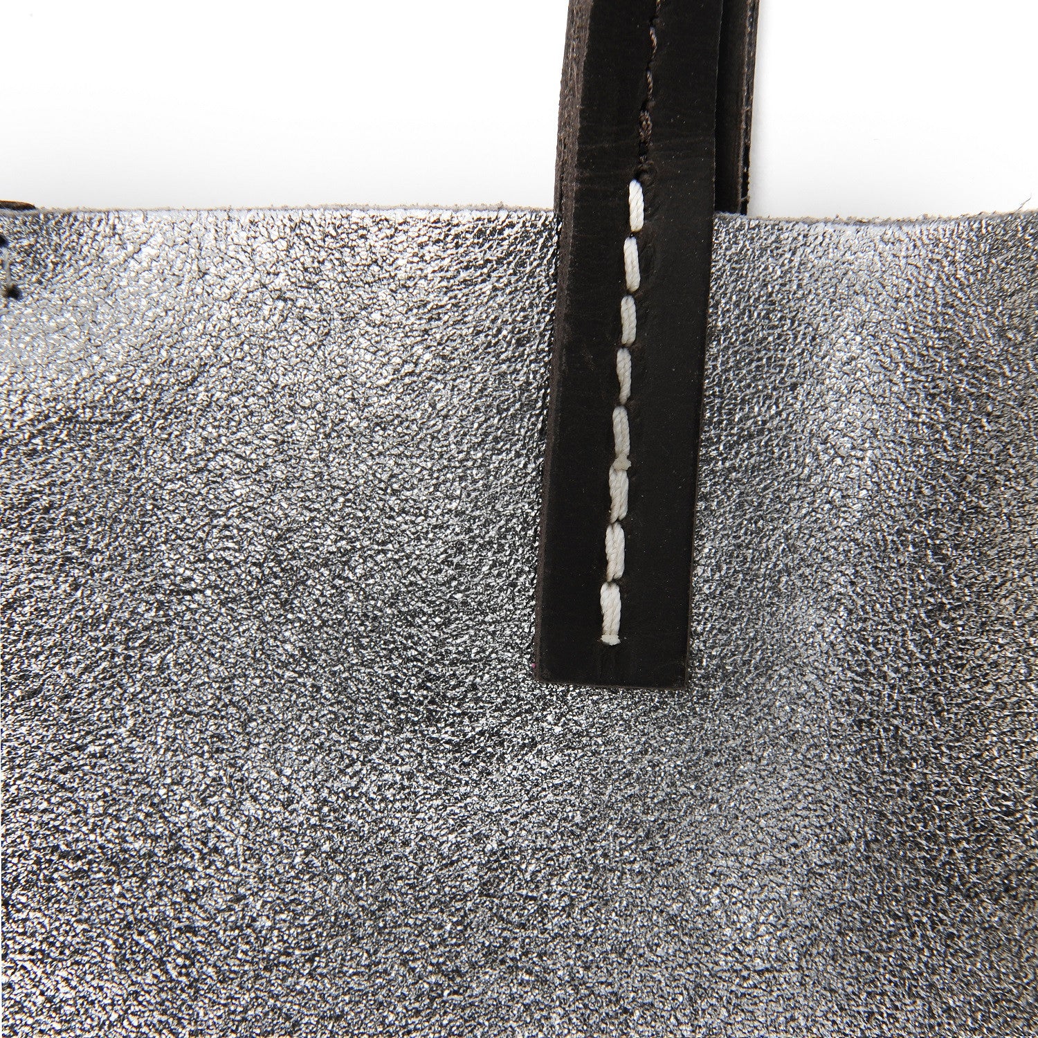 Sac cabas en cuir irisé SILVER Argent clair