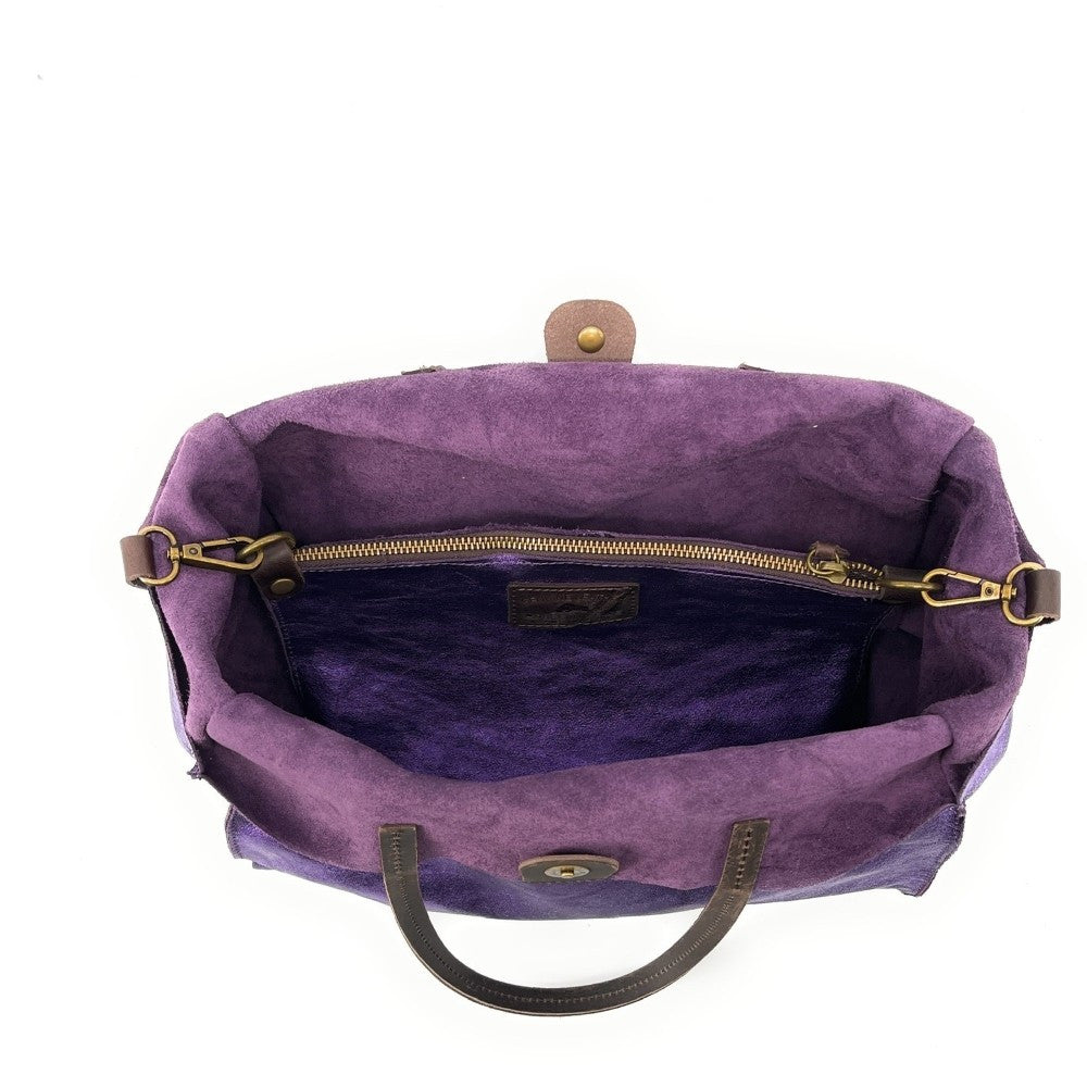 Sac cabas en cuir irisé SILVER Améthyste