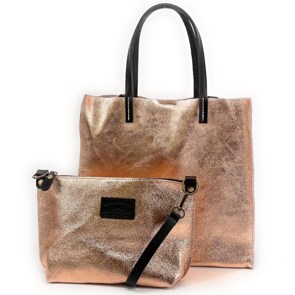Sac cabas en cuir irisé SILVER Rose gold