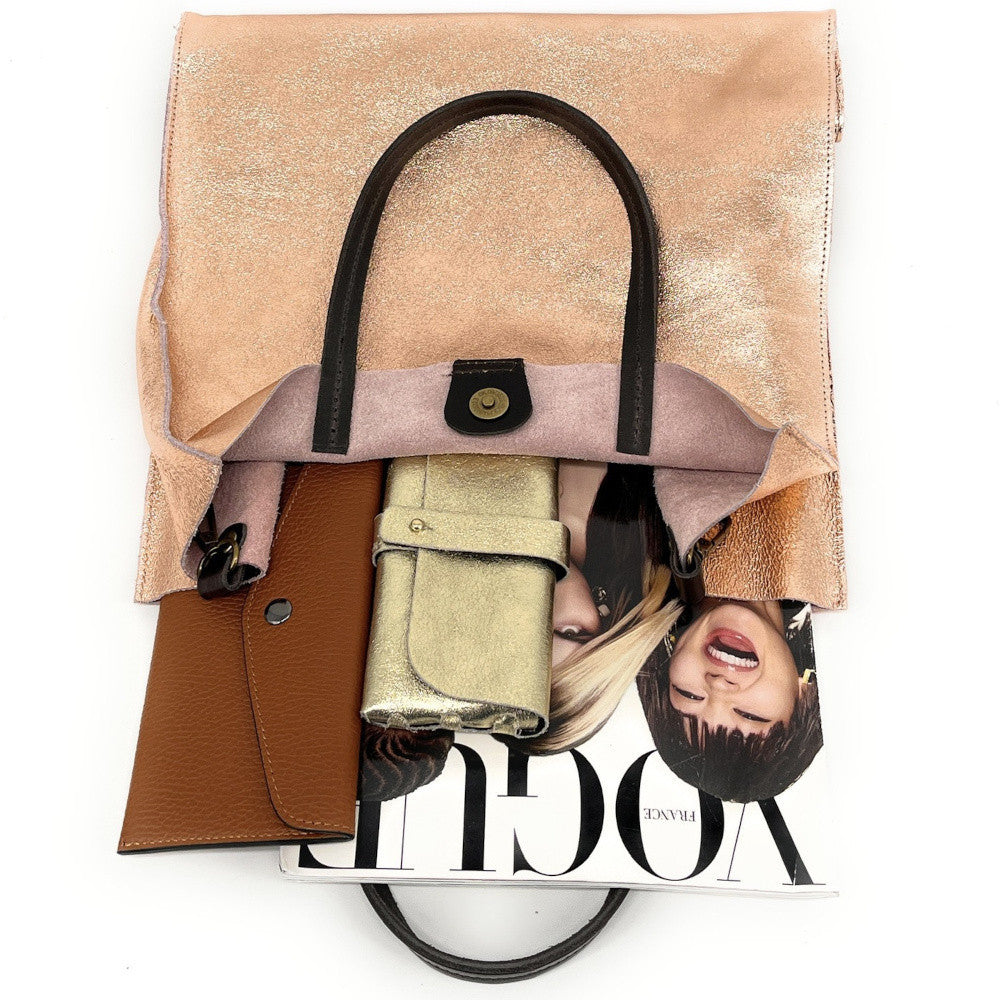 Sac cabas en cuir irisé SILVER Rose gold
