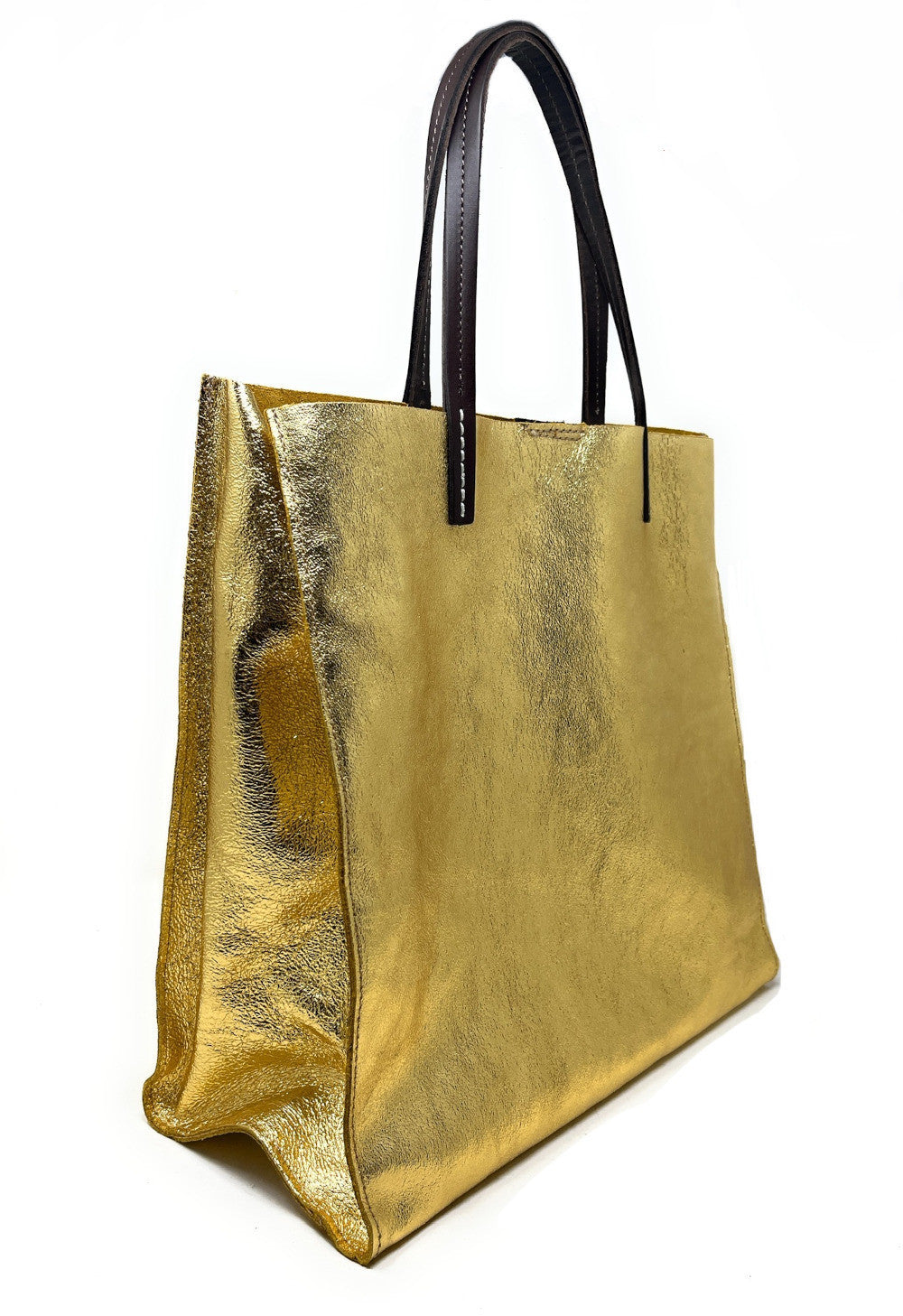 Sac cabas en cuir irisé SILVER Or pâle