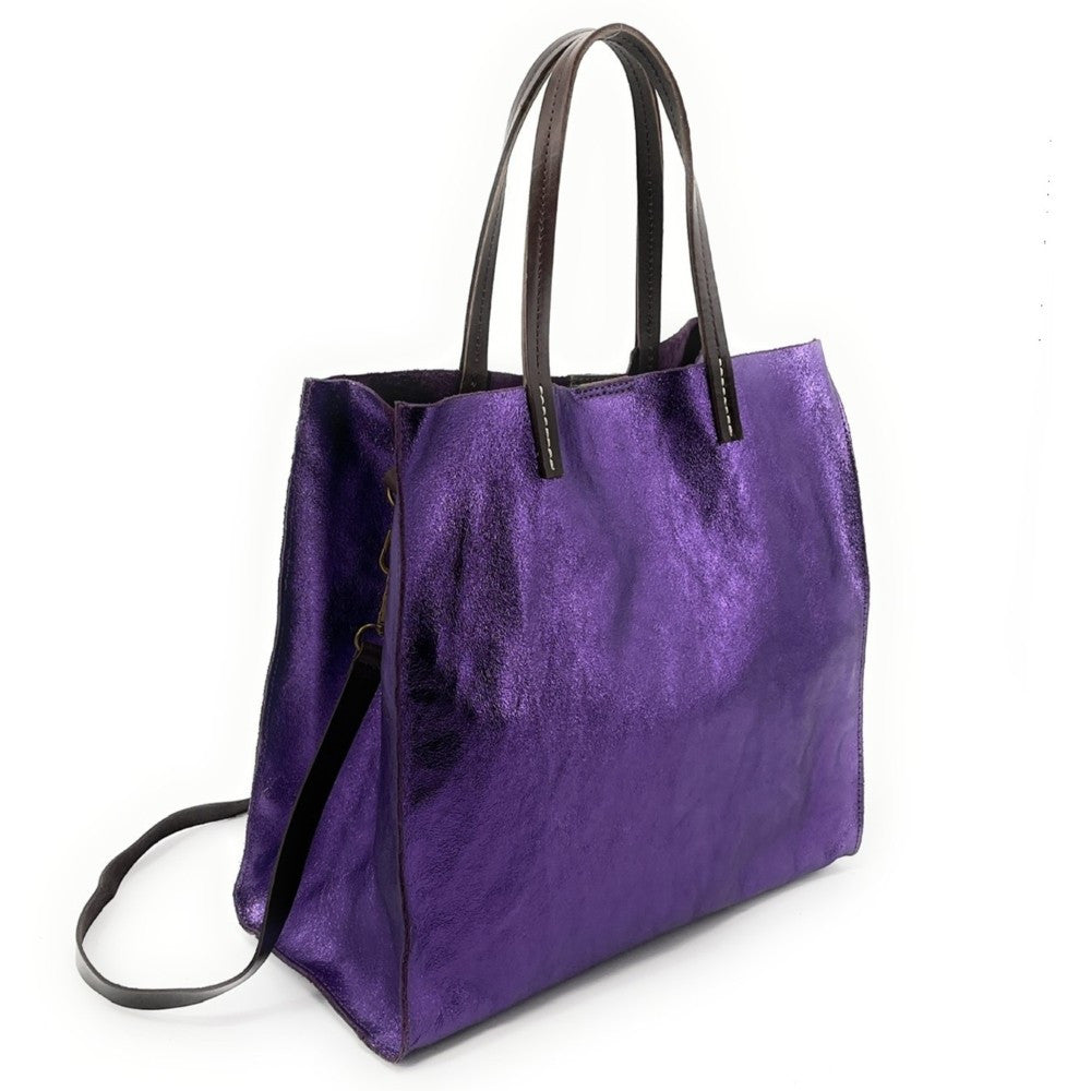 Sac cabas en cuir irisé SILVER Améthyste