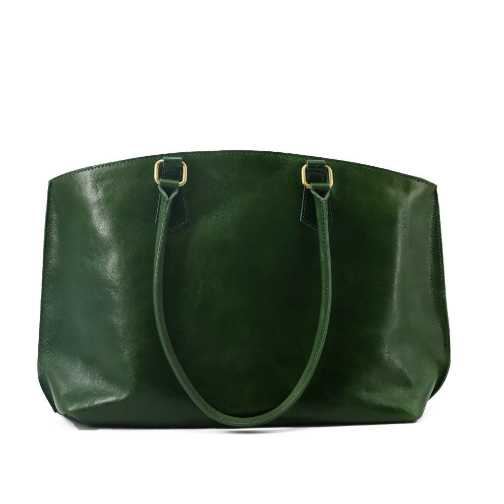 Grand sac cabas en cuir lisse GREENWICH Vert forêt