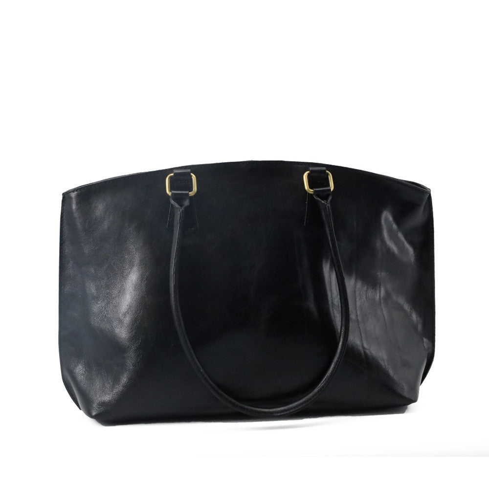 Grand sac cabas en cuir lisse GREENWICH Noir