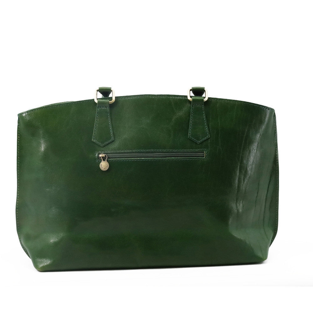 Grand sac cabas en cuir lisse GREENWICH Vert forêt