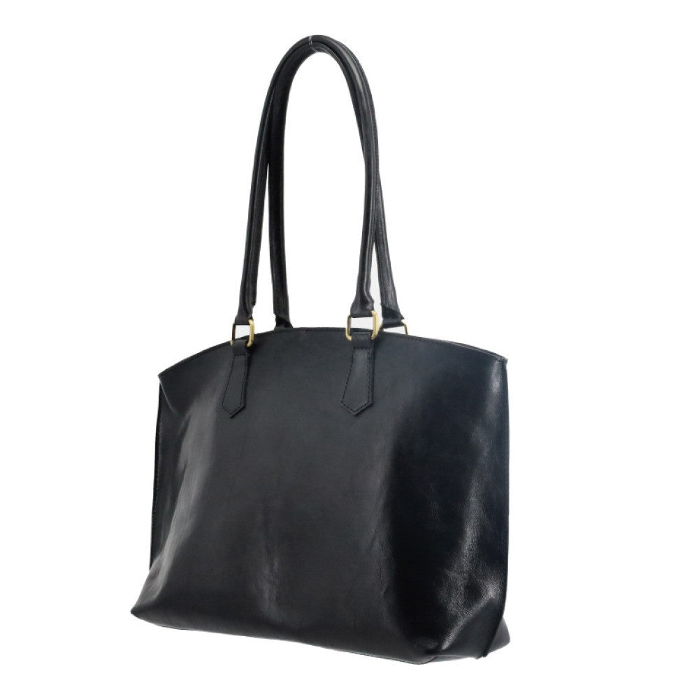 Grand sac cabas en cuir lisse GREENWICH Noir