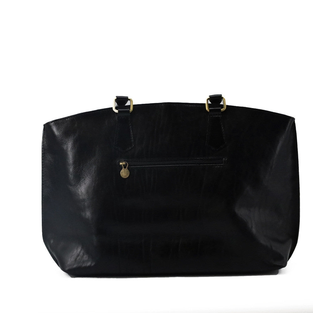 Grand sac cabas en cuir lisse GREENWICH Noir