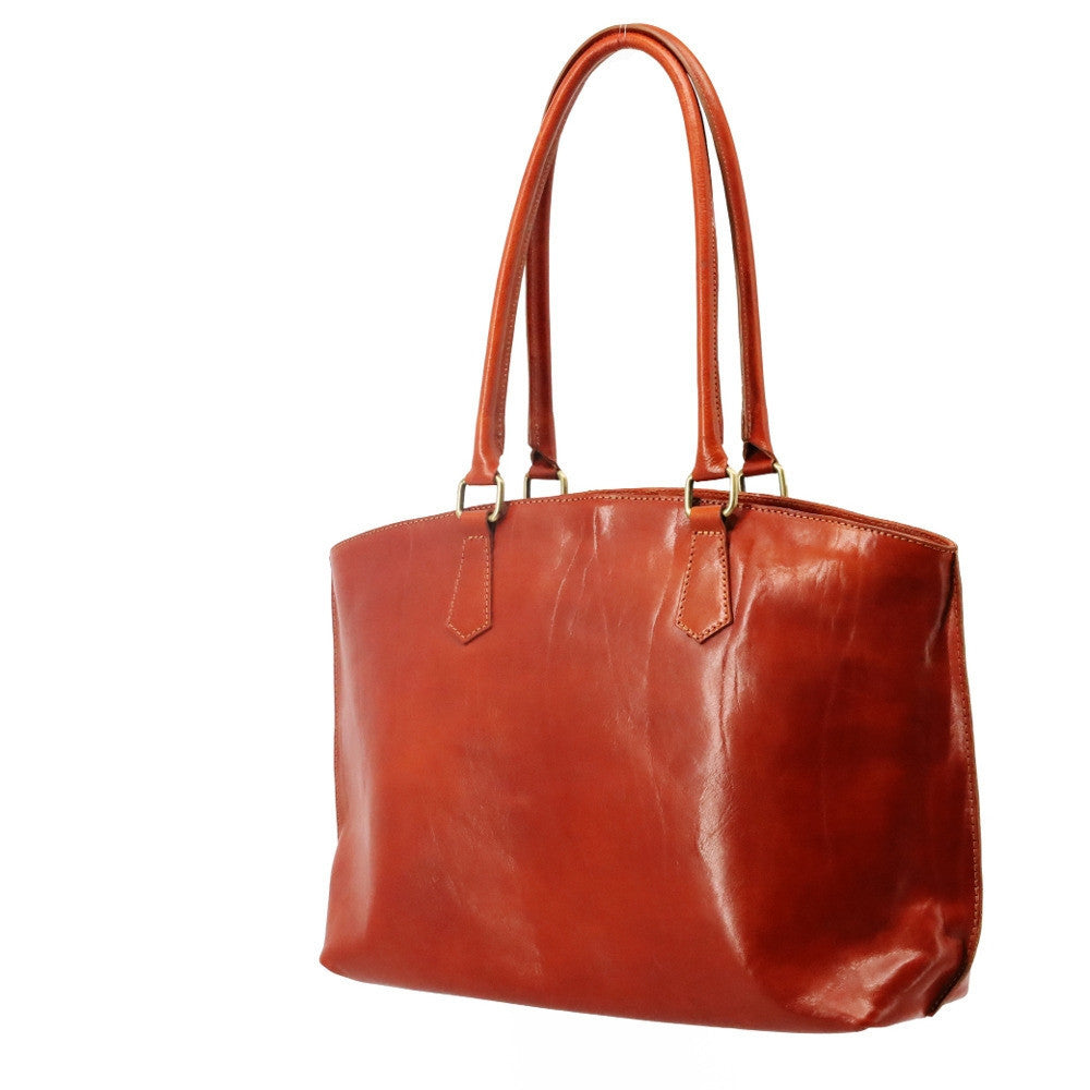 Grand sac cabas en cuir lisse GREENWICH Camel