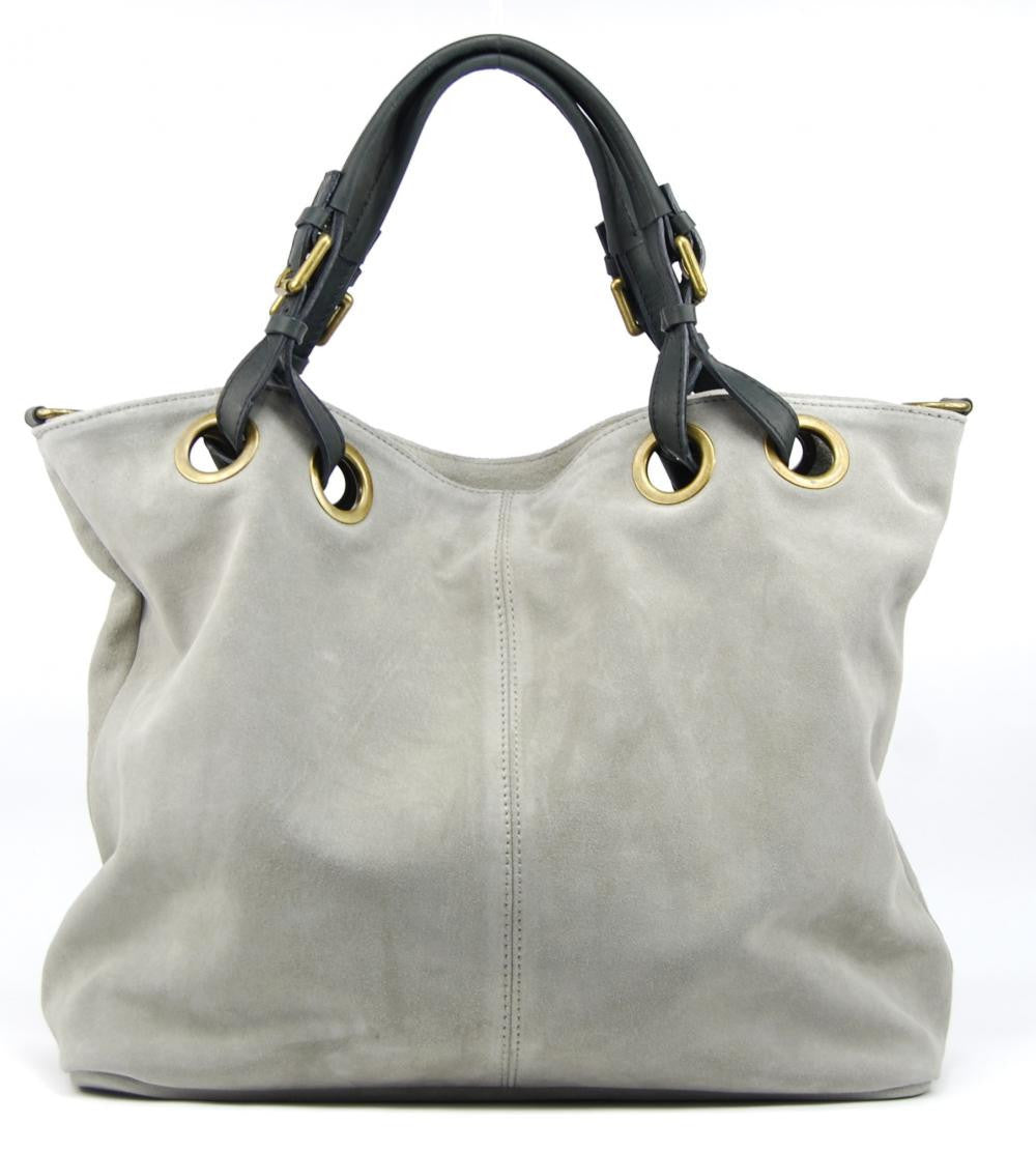 Sac cabas en croûte de cuir OPERA Gris clair