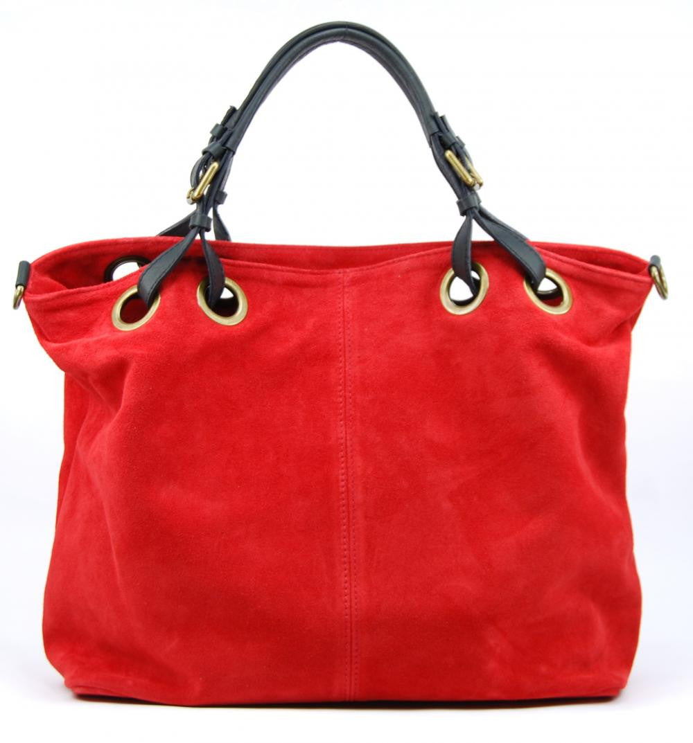 Sac cabas en croûte de cuir OPERA Rouge garance