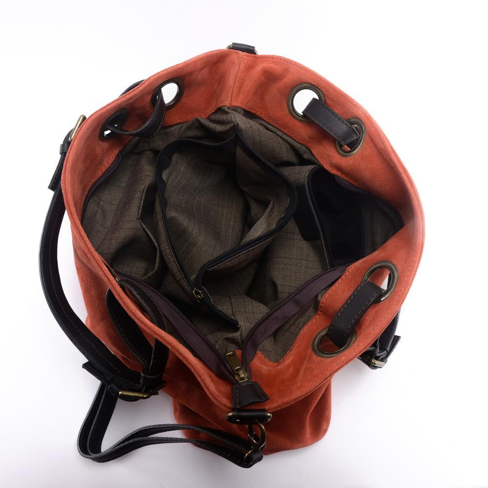 Sac cabas en croûte de cuir OPERA Rouge brique