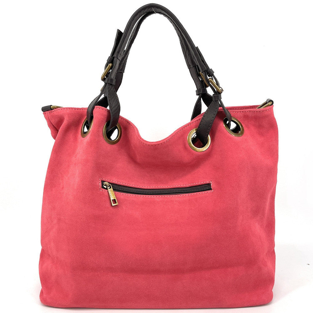 Sac cabas en croûte de cuir OPERA Rose corail