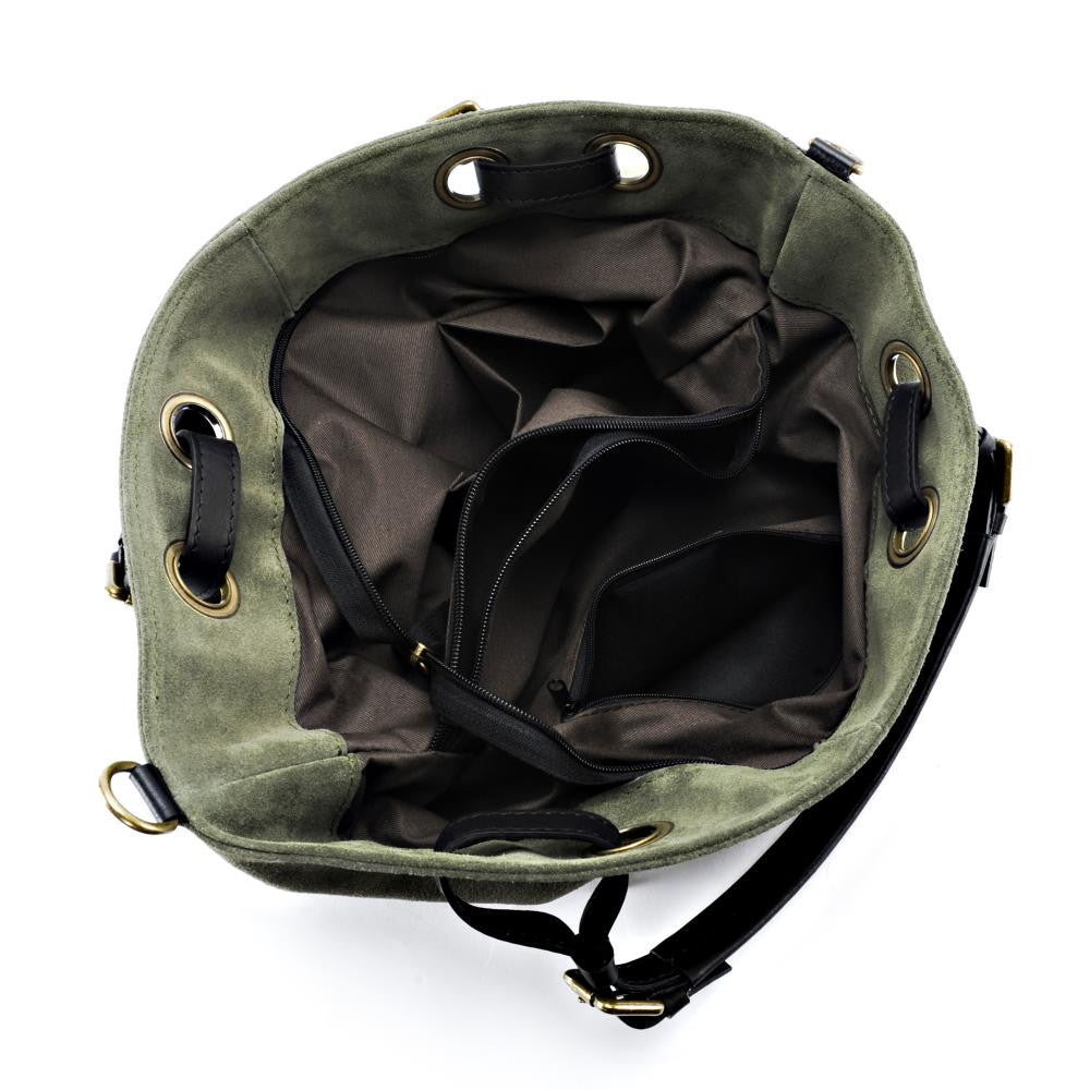 Sac cabas en croûte de cuir OPERA Kaki