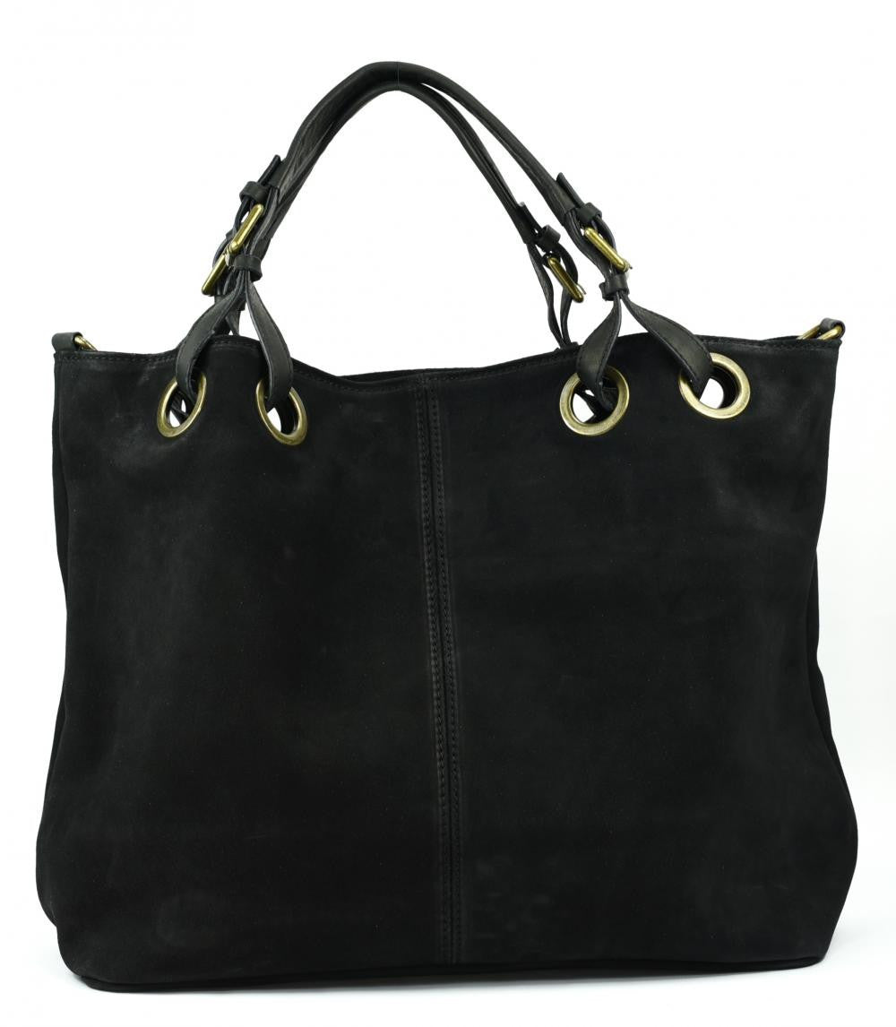 Sac cabas en croûte de cuir OPERA Noir