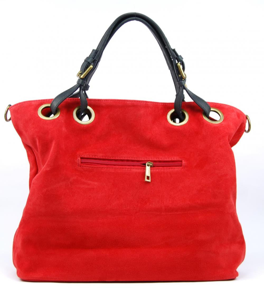 Sac cabas en croûte de cuir OPERA Rouge garance