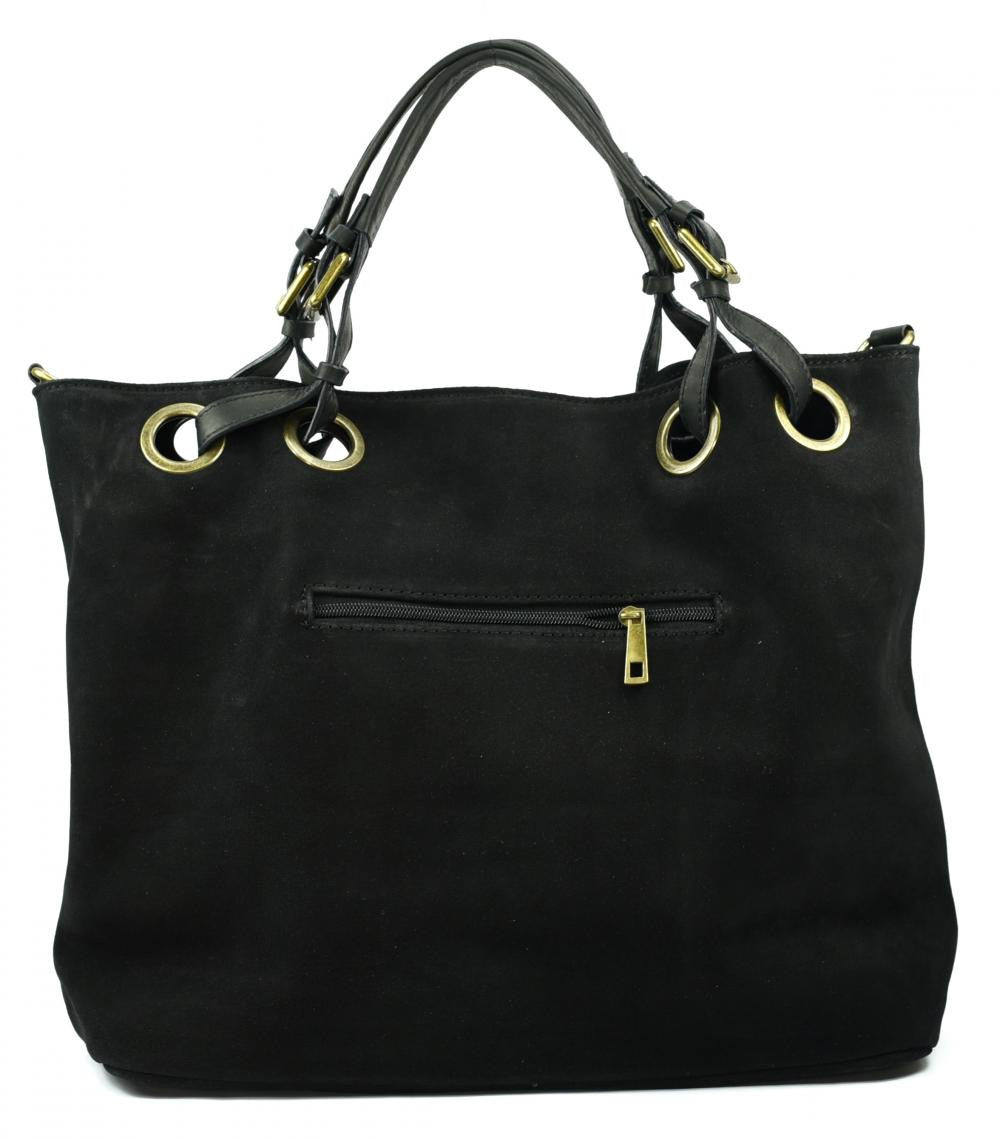 Sac cabas en croûte de cuir OPERA Noir