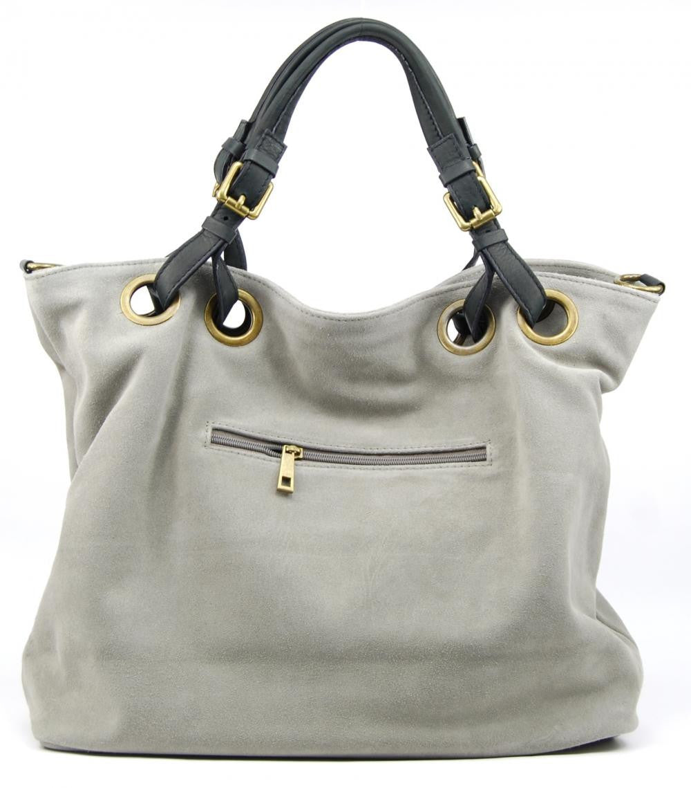 Sac cabas en croûte de cuir OPERA Gris clair