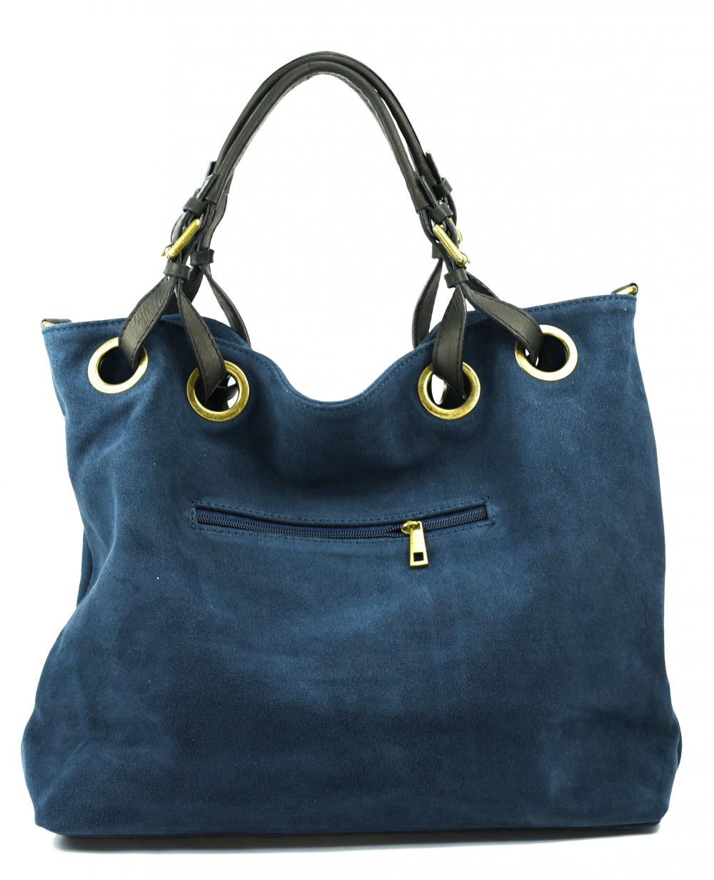Sac cabas en croûte de cuir OPERA Bleu