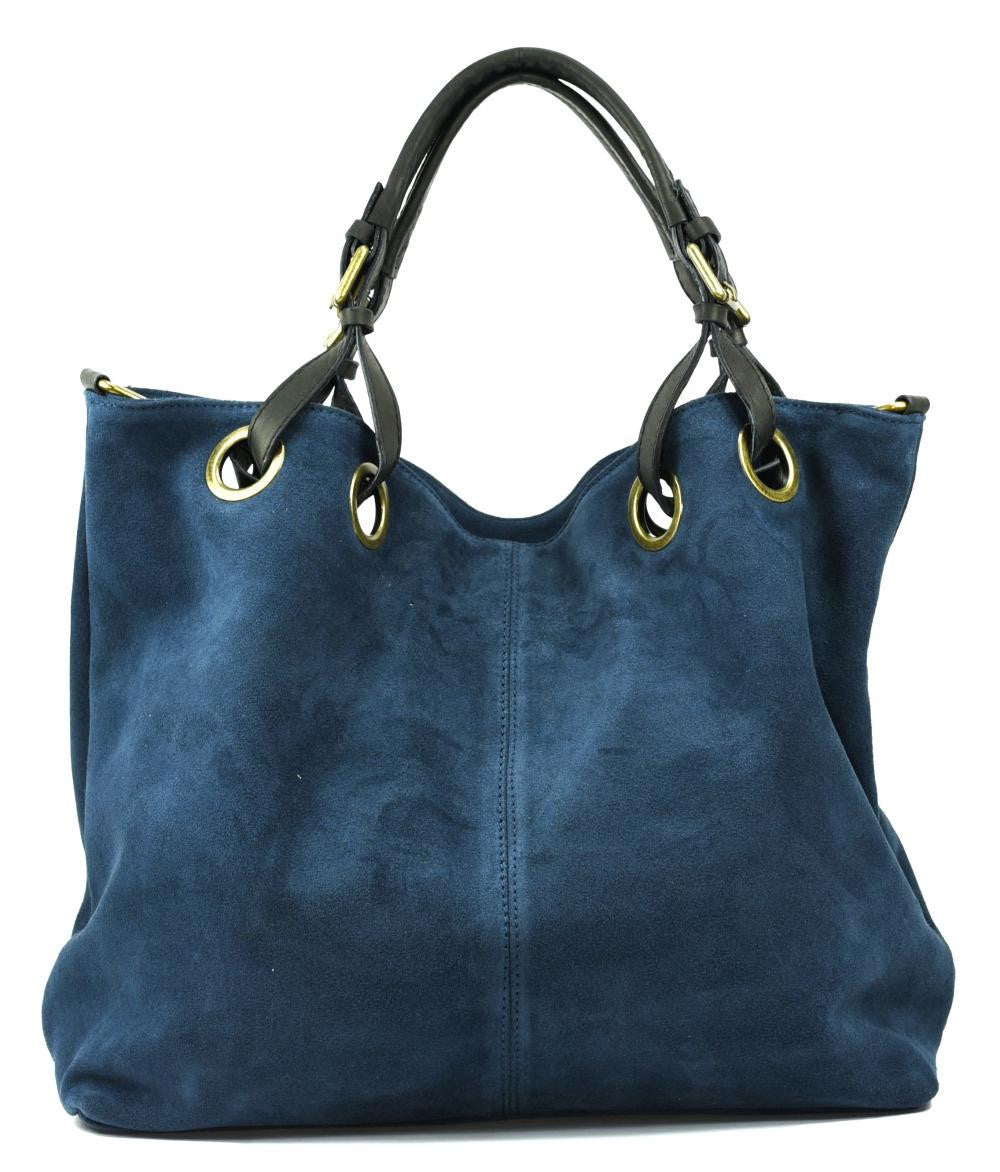Sac cabas en croûte de cuir OPERA Bleu