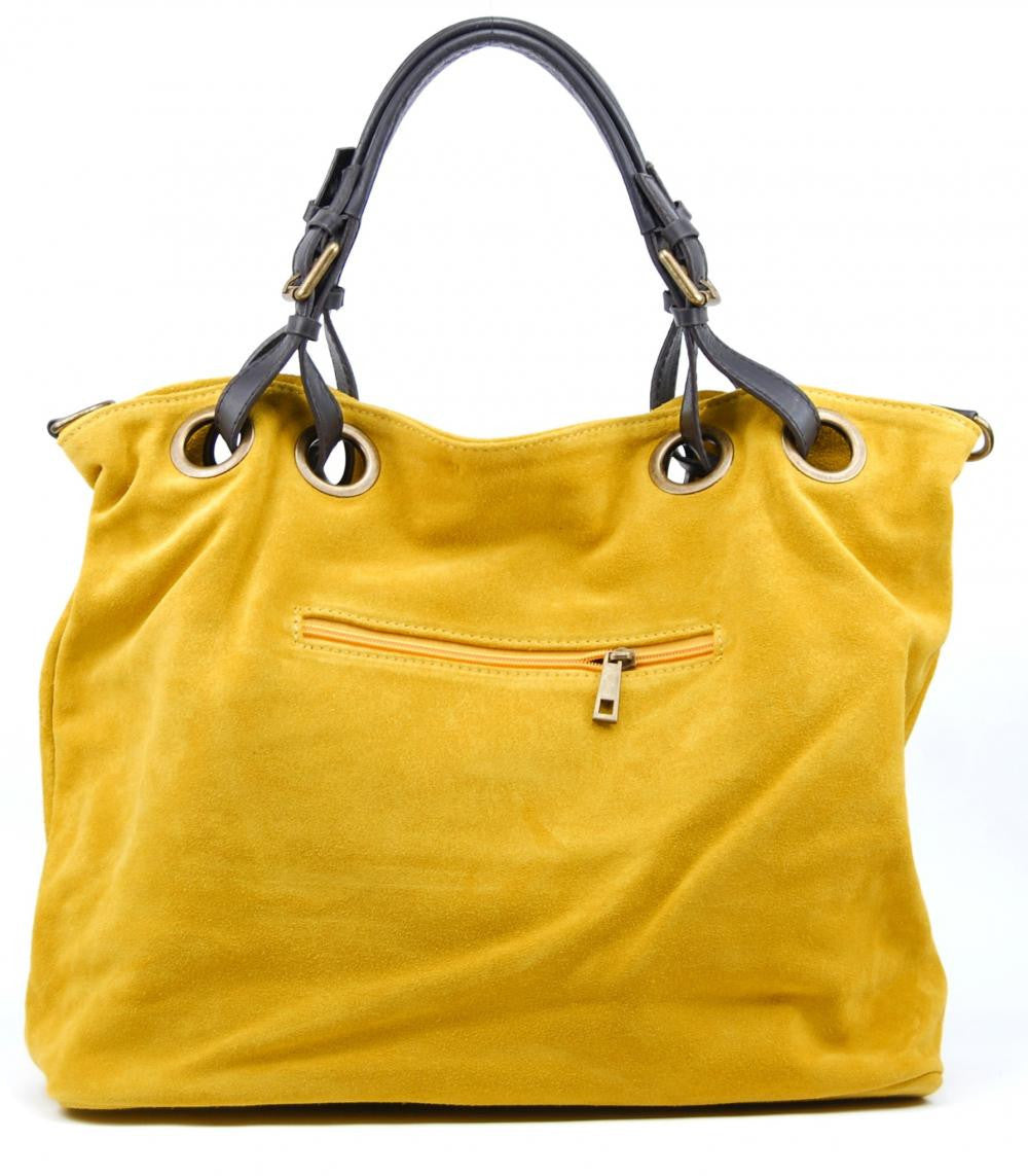 Sac cabas en croûte de cuir OPERA Jaune Moutarde