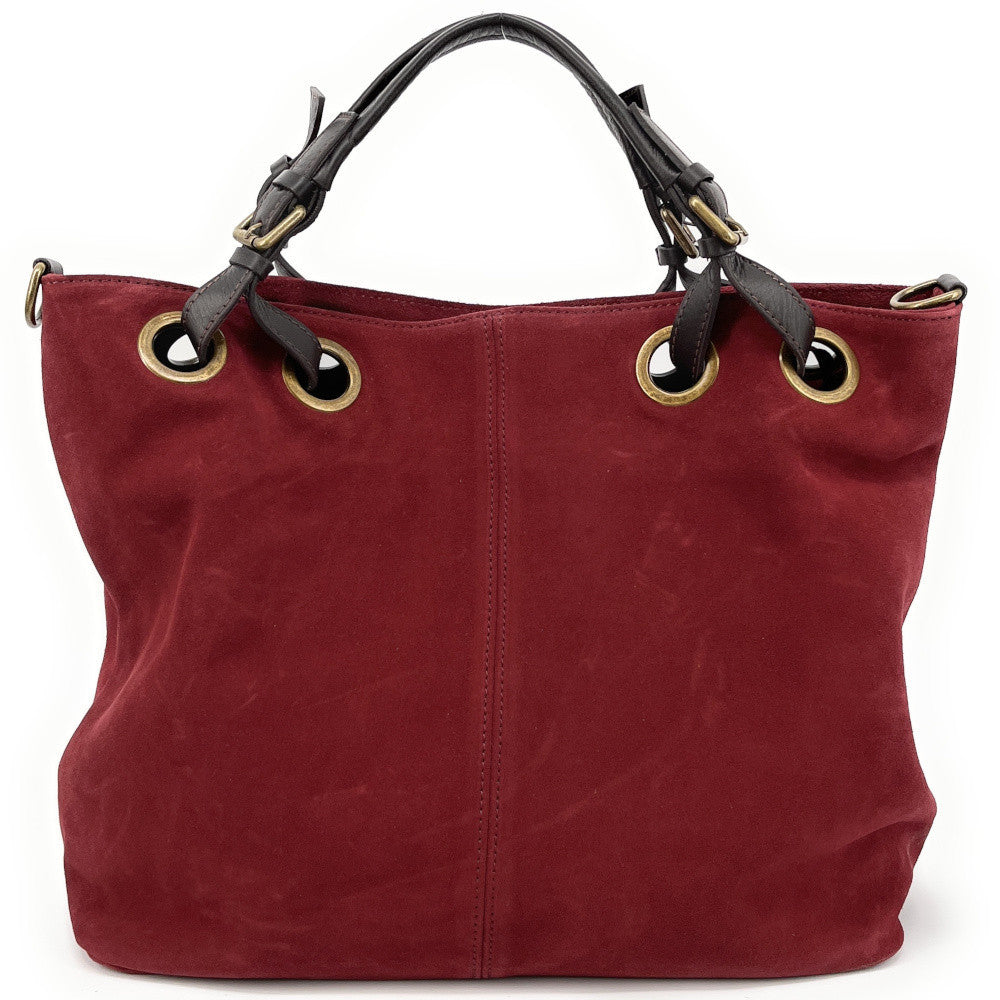 Sac cabas en croûte de cuir OPERA Rouge bordeaux