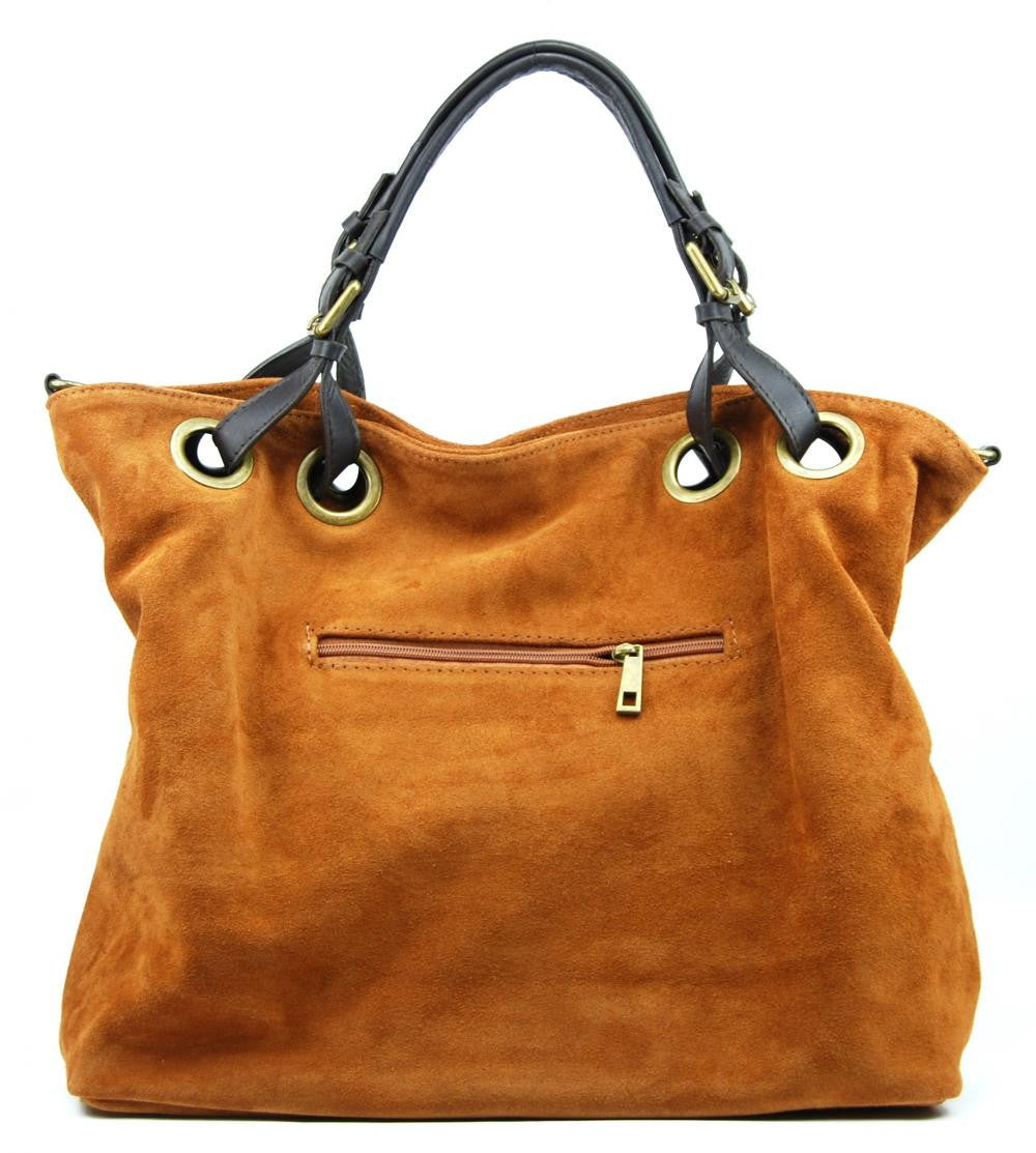 Sac cabas en croûte de cuir OPERA Cognac foncé