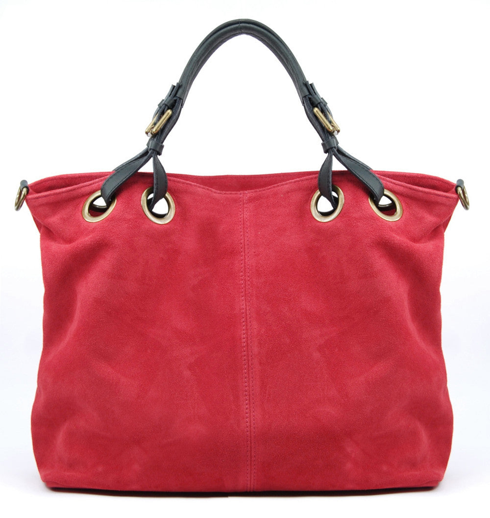Sac cabas en croûte de cuir OPERA Rouge foncé